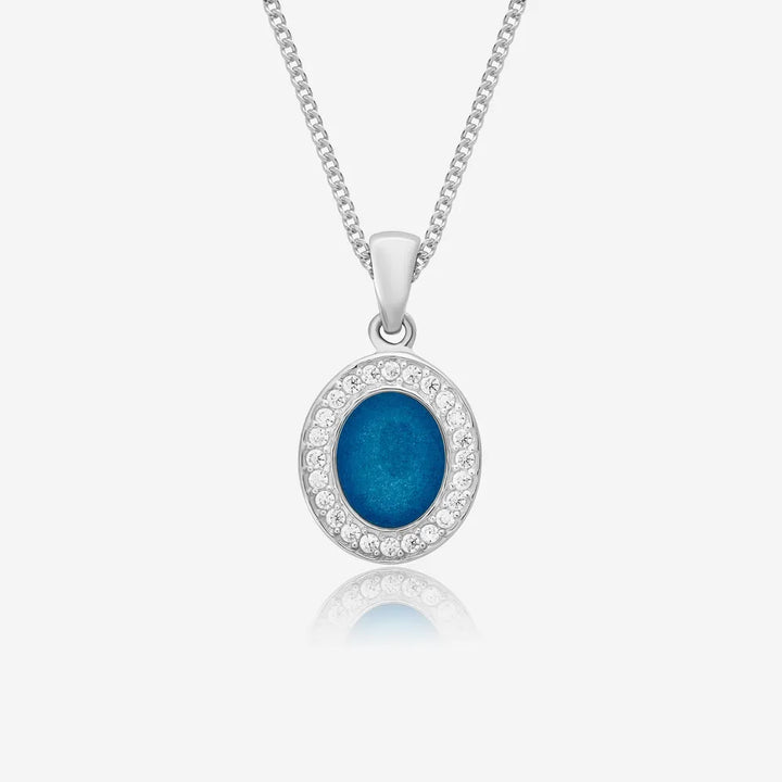 Oval Crystal Ashes Necklace | Ashes Pendant | Featherlings UK