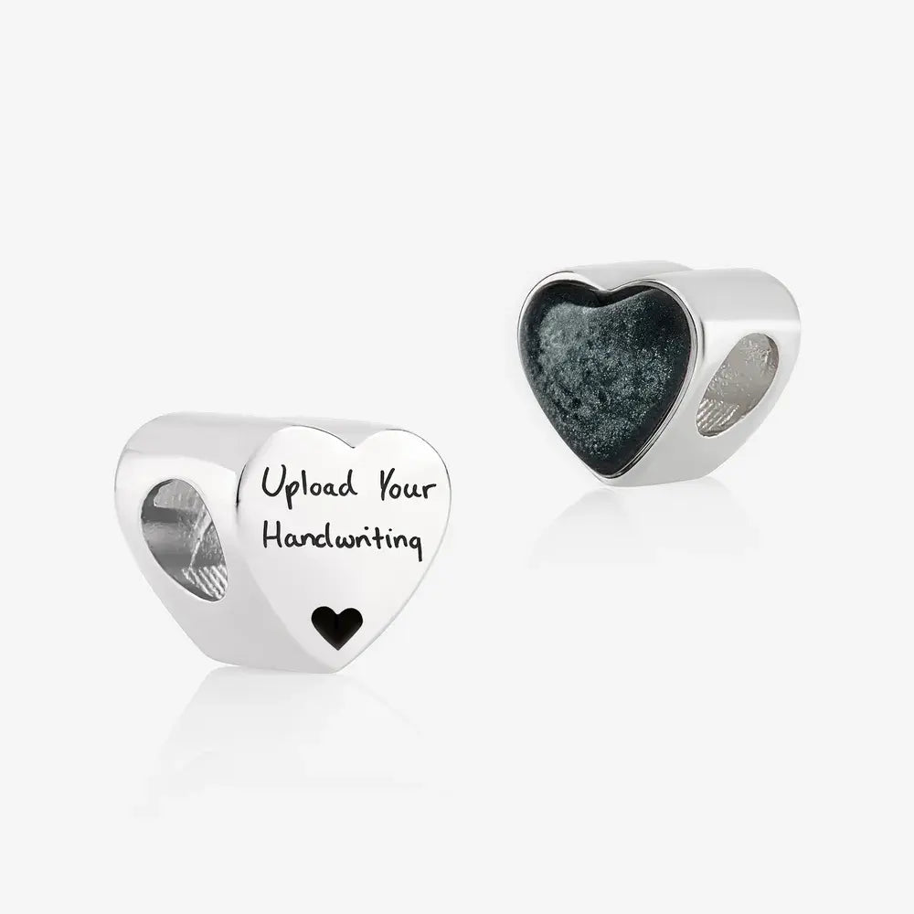 Handwriting Ashes Heart Charm | Ashes Charms | Featherlings UK