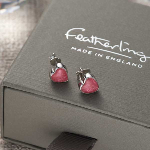 Heart Stud Ashes Earrings | Ashes Charms | Featherlings UK