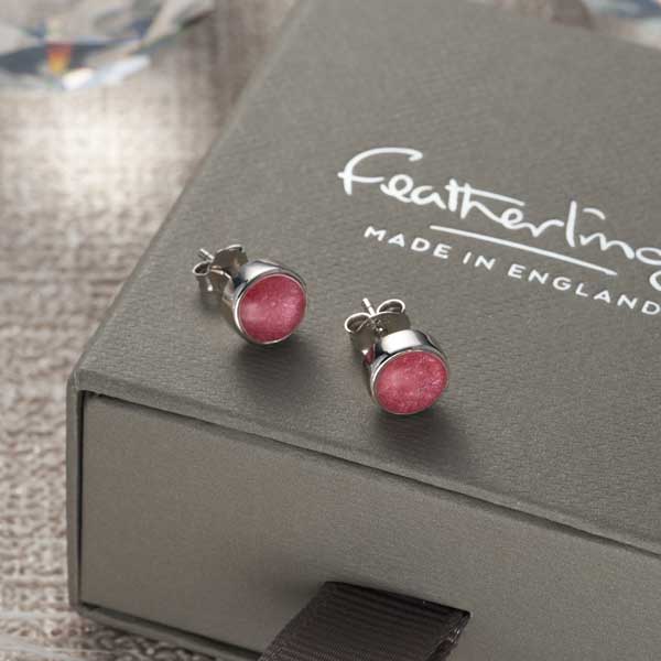 Round Stud Ashes Earrings | Ashes Charms | Featherlings UK