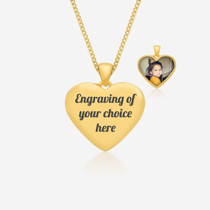 Gold Engraved Photo Necklace | Photo Locket | Featherlings UK