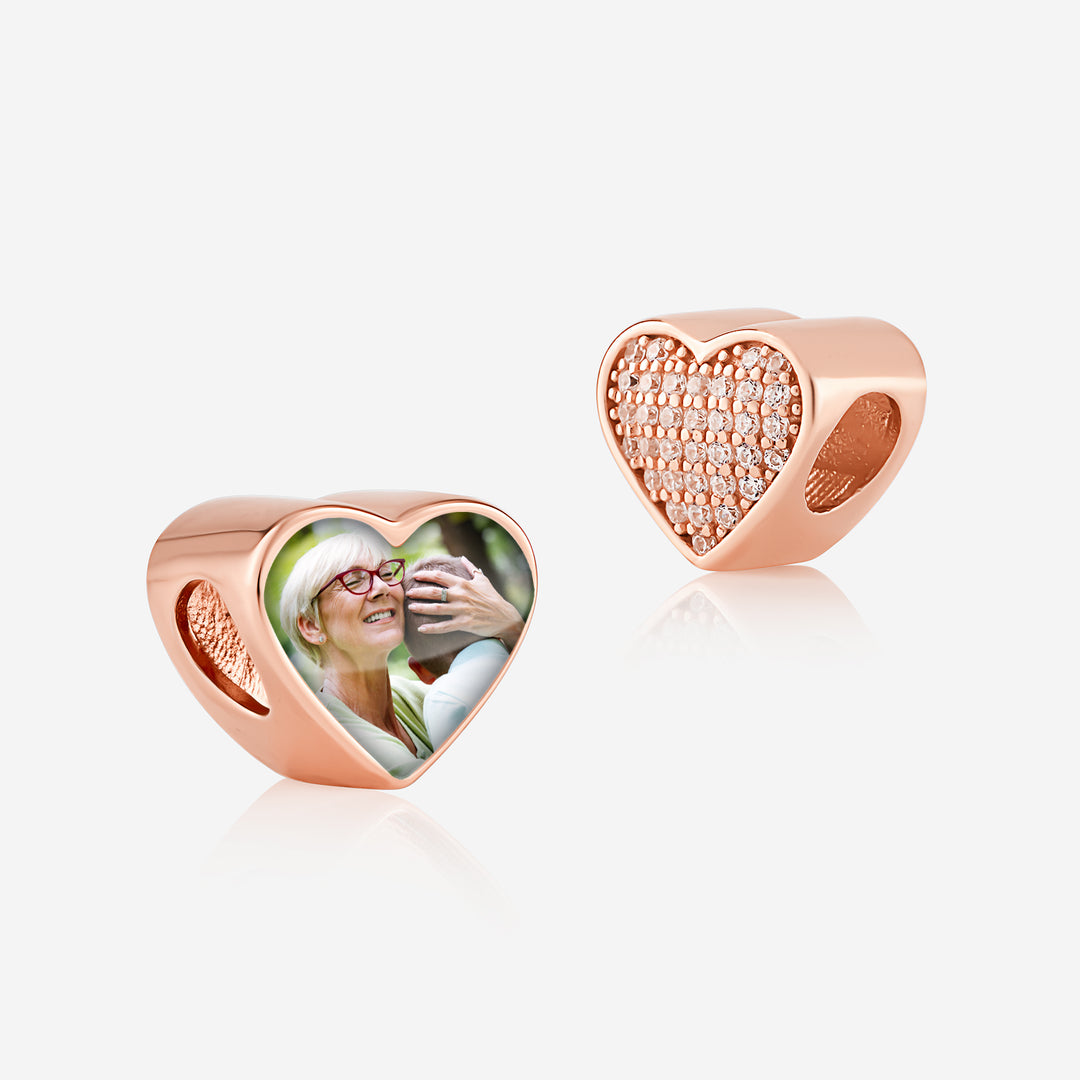 Rose Crystal Photo Charm | Rose Gold Photo Charm | Featherlings UK