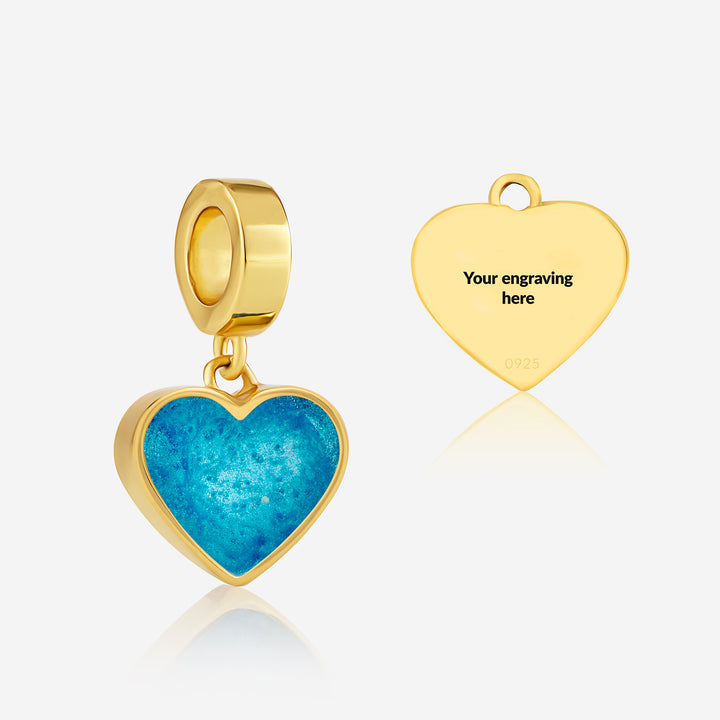 Gold Heart Dangle Ashes Charm | Ashes Charms | Featherlings UK