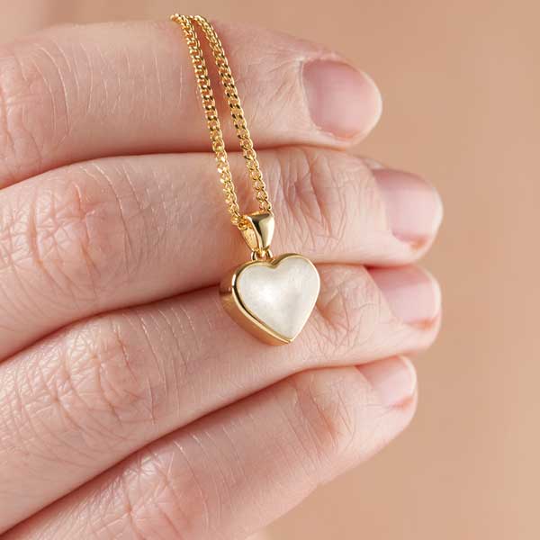 Yellow Gold Heart Breast Milk Necklace | Breast Milk Necklace | Featherlings UK
