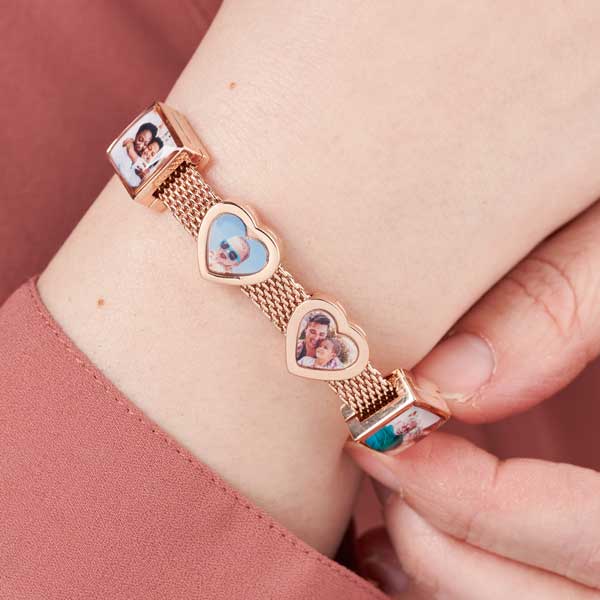 Rose Gold Engraved Square Photo Charm | Photo Charms | Featherlings UK