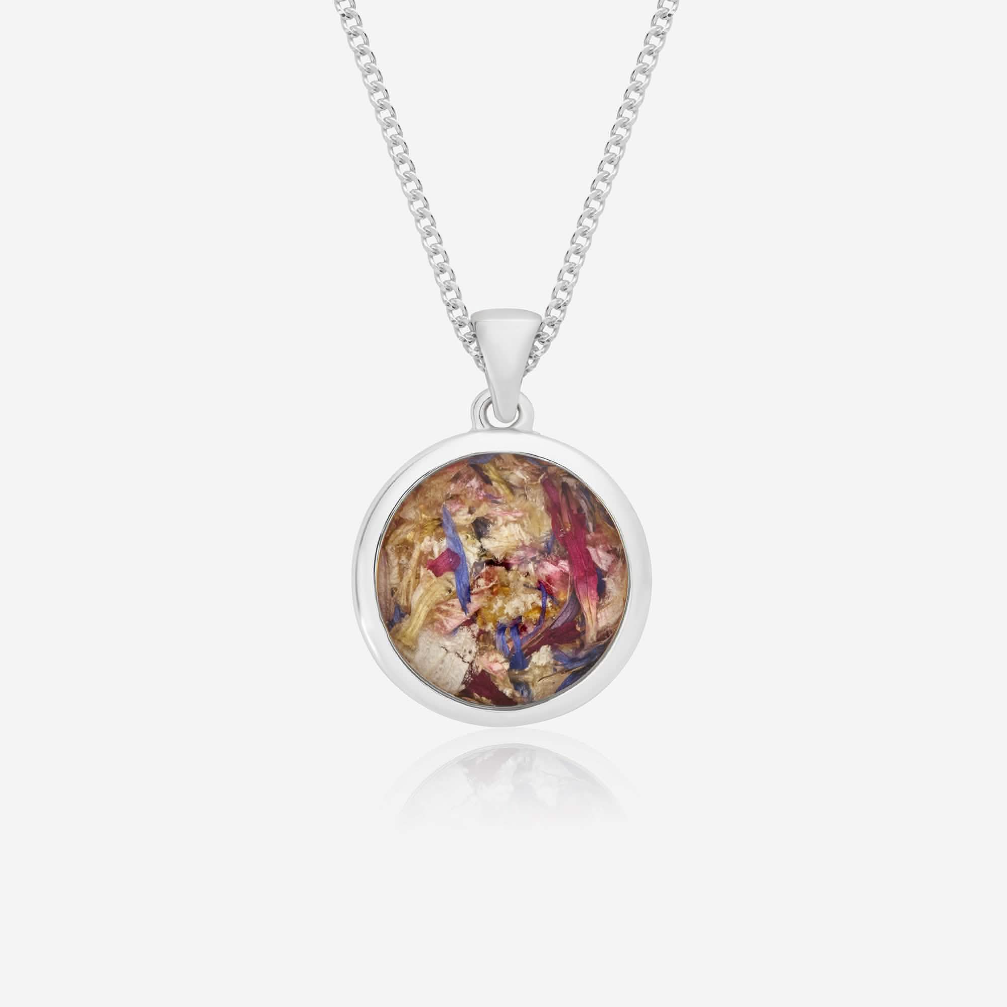 Large Flower Silver Necklace | Dried Flower Jewellery | Featherlings UK