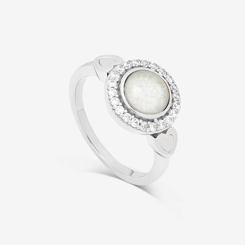 Round Ashes Ring - Crystal | Ashes Rings | Featherlings UK