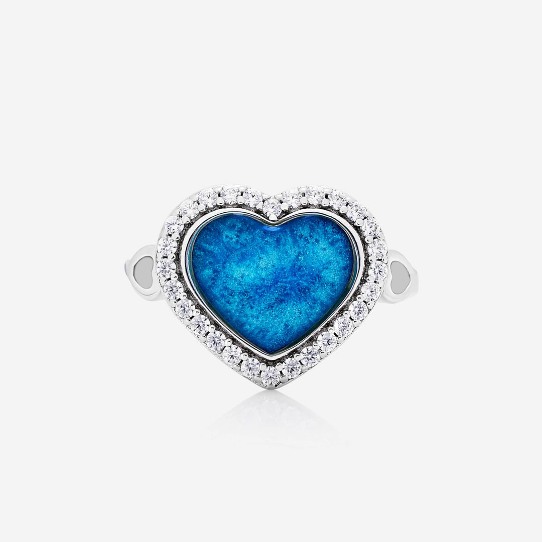 Silver Heart Ashes Ring - Crystal | Ashes Rings | Featherlings UK