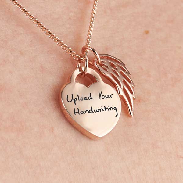 Gold Heart Handwriting Necklace | Handwriting | Featherlings UK