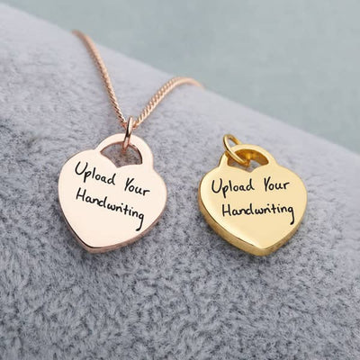 Gold Heart Handwriting Necklace | Handwriting | Featherlings UK