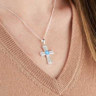 Round Cross Ashes Necklace | Ashes Pendant | Featherlings UK