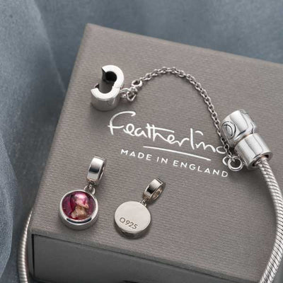 Flower Silver Round Dangle Charm | Dried Flower Jewellery | Featherlings UK