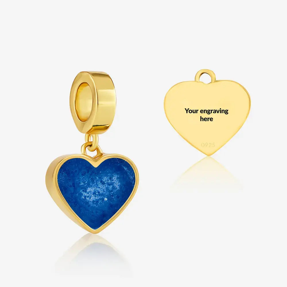 Gold Heart Dangle Ashes Charm | Ashes Charms | Featherlings UK