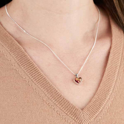 Flower Silver Heart Necklace | Dried Flower Jewellery | Featherlings UK