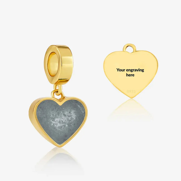 Gold Heart Dangle Ashes Charm | Ashes Charms | Featherlings UK