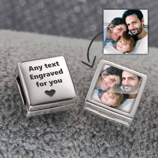 Engraved Square Photo Charm | Photo Charms | Featherlings UK