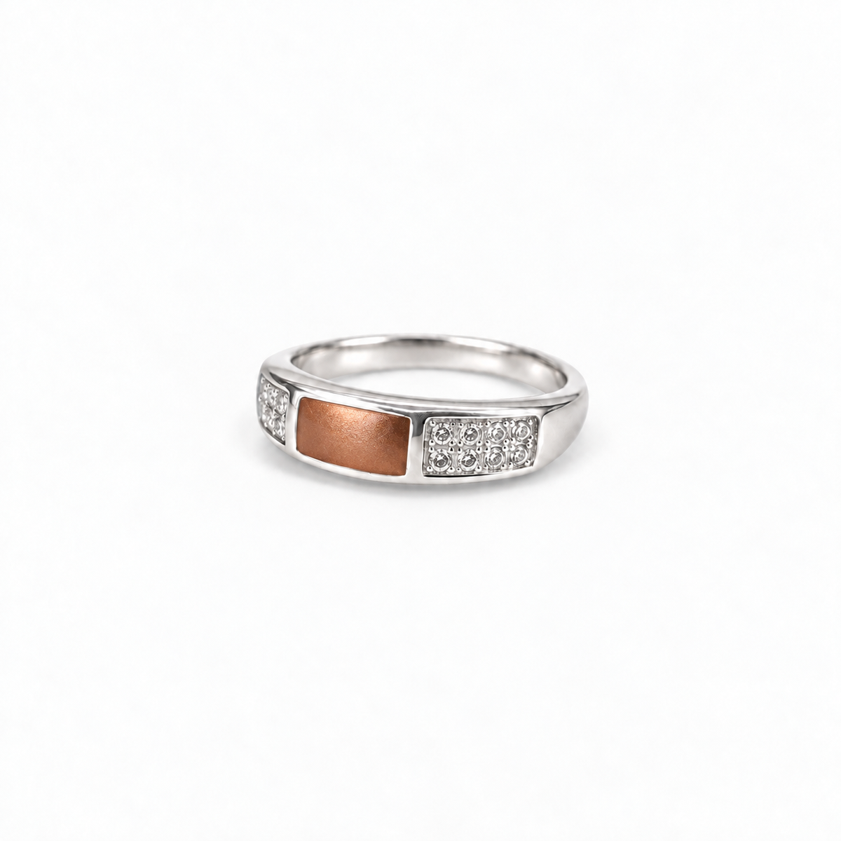 crystal channel silver ashes ring in Copper, hidden inclusions