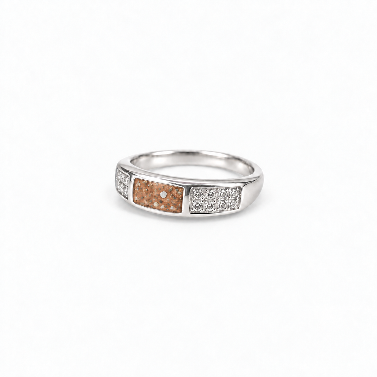 crystal channel silver ashes ring in Copper, visible inclusions