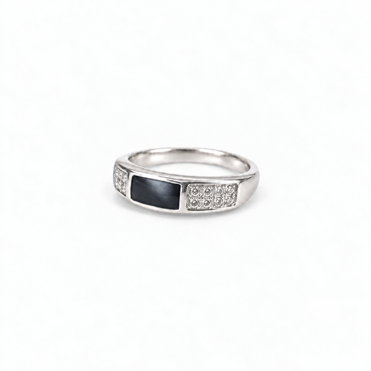 crystal channel silver ashes ring in Midnight, hidden inclusions