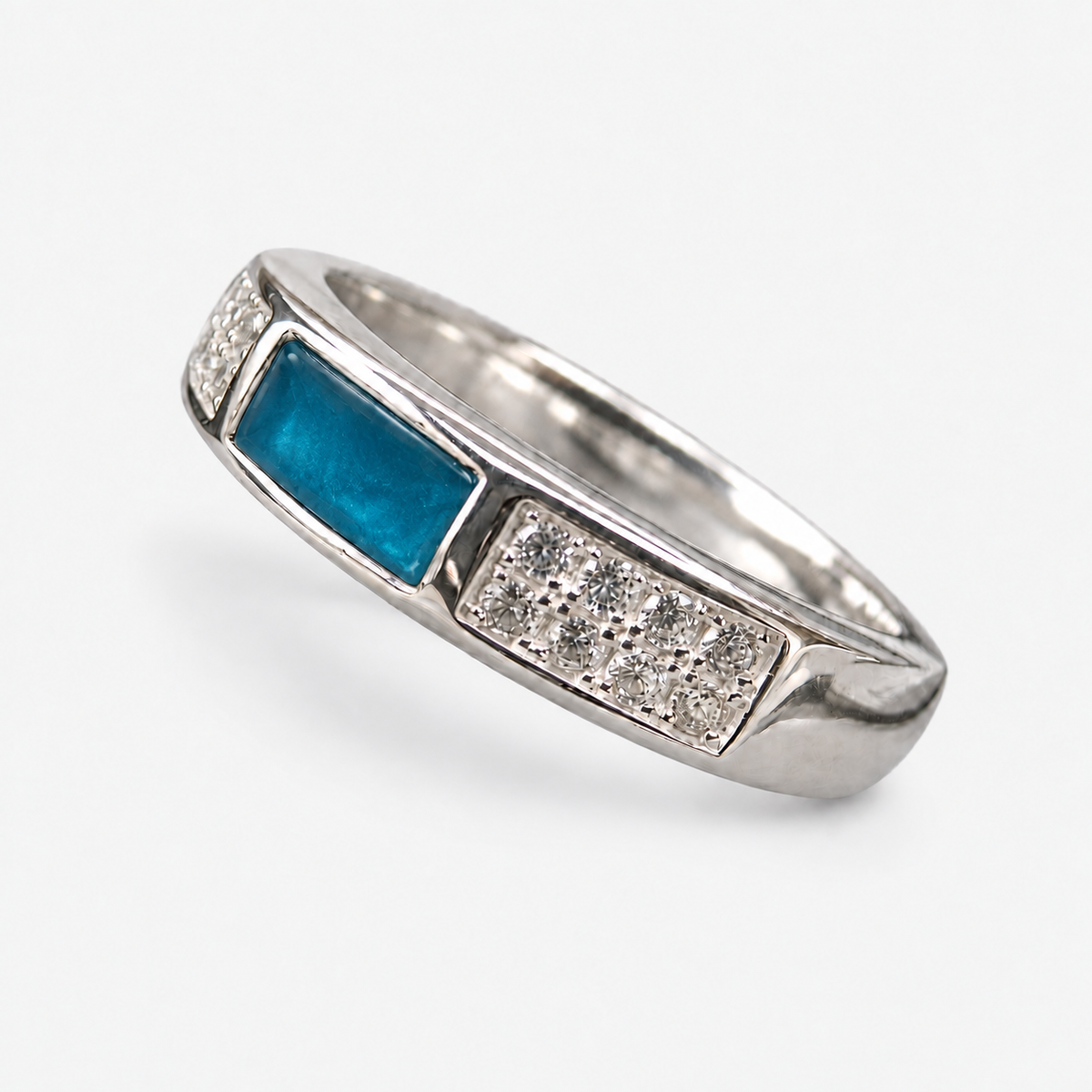 Crystal Channel Ashes Ring in Sky Blue, hidden ashes