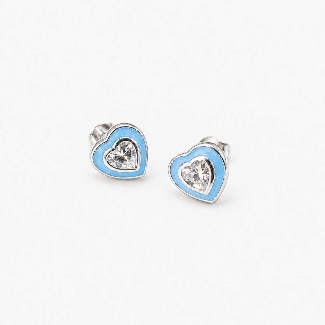 Crystal Heart Ashes Earrings — Sky Blue, hidden ashes