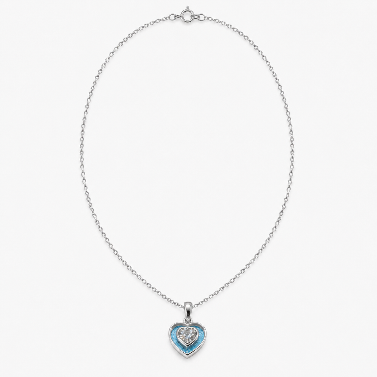 Crystal Heart Ashes Necklace — full chain