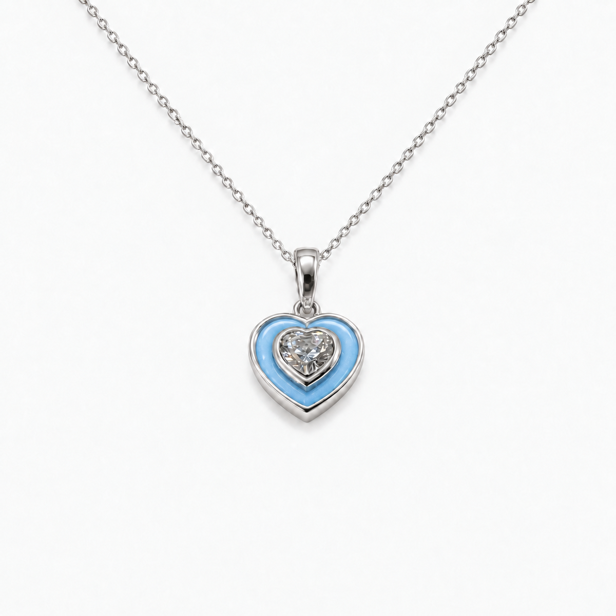 Crystal Heart Ashes Necklace — Sky Blue, hidden ashes