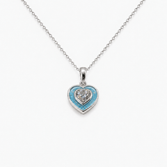 Crystal Heart Ashes Necklace in Sky Blue with visible inclusions