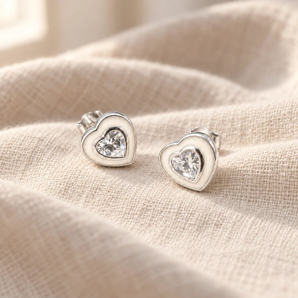 Crystal Heart Breast Milk Earrings on pale linen — illustrative preview