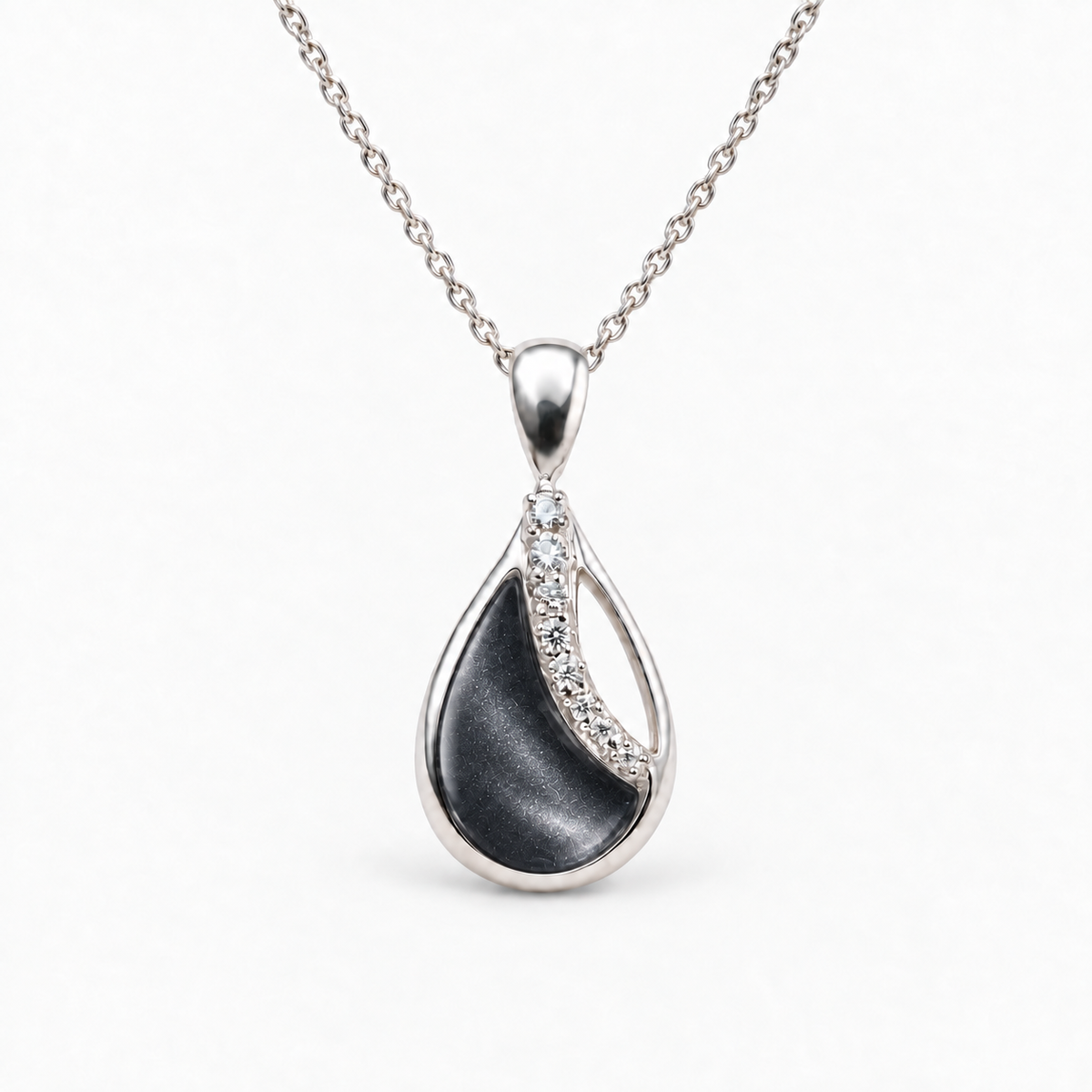 crystal sweep teardrop ashes necklace — Midnight, hidden ashes