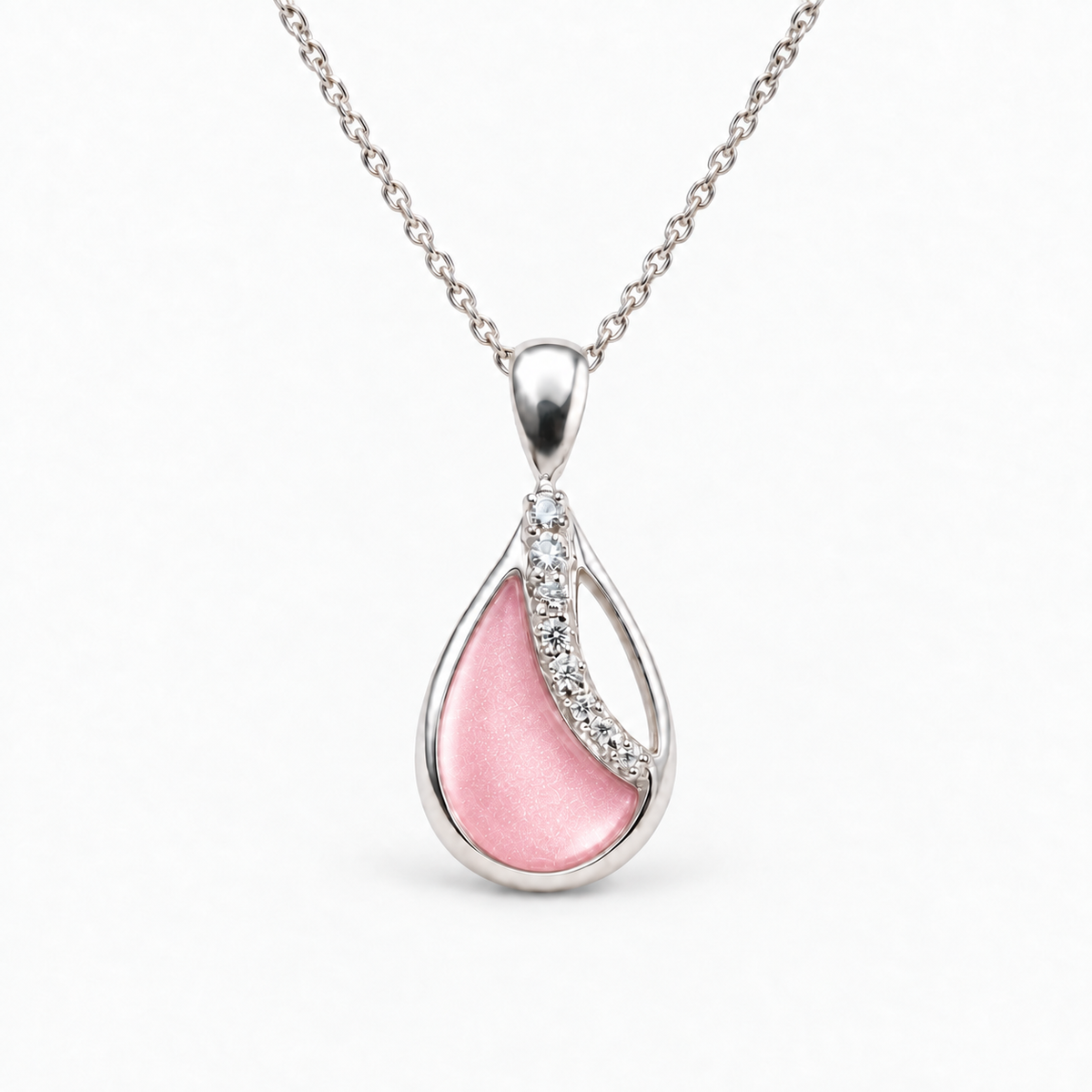 crystal sweep teardrop ashes necklace — Pink, hidden ashes
