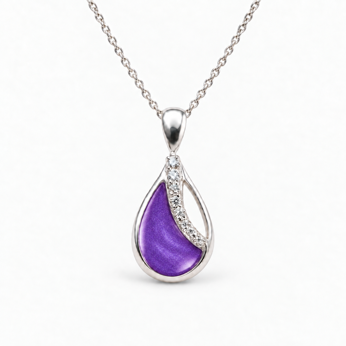 crystal sweep teardrop ashes necklace — Purple, hidden ashes