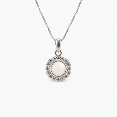 Dainty Halo Breast Milk Necklace in sterling silver with natural milk resin — illustrative preview