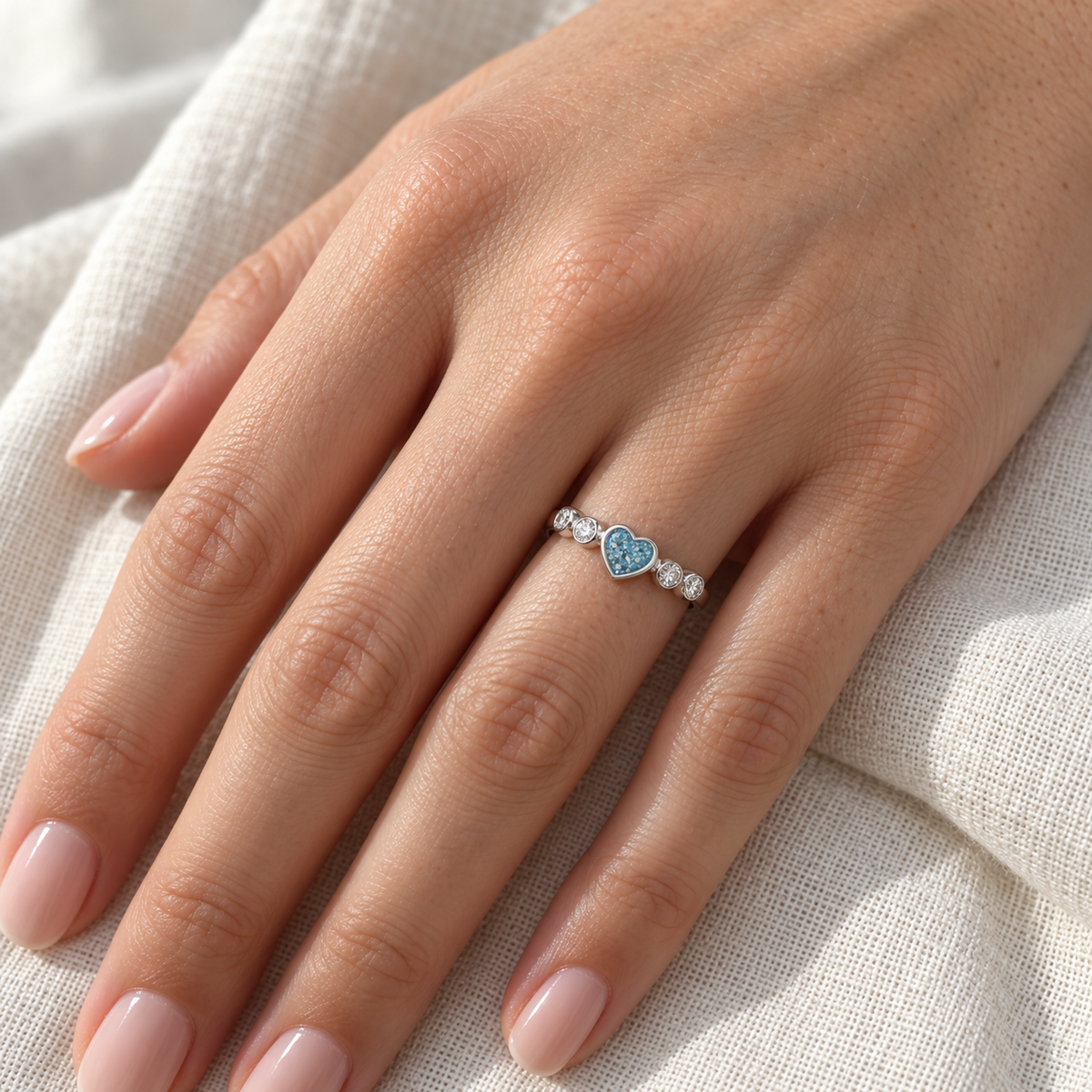 Dainty Heart Ashes Ring — lifestyle