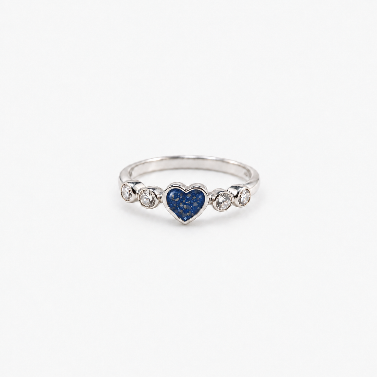 Dainty Heart Ashes Ring — Sapphire, visible ashes