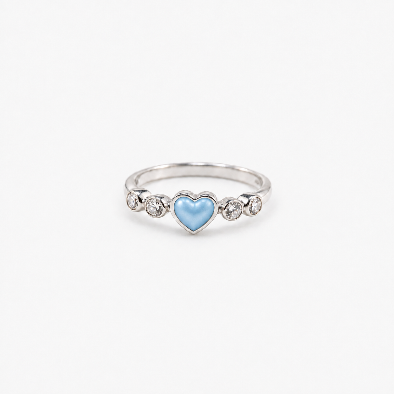 Dainty Heart Ashes Ring — Sky Blue, hidden ashes