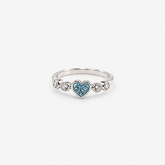 Dainty Heart Ashes Ring — Sky Blue, visible ashes