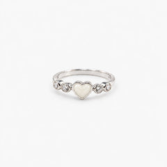 Dainty Heart Breast Milk Ring in sterling silver with natural milk resin — illustrative preview
