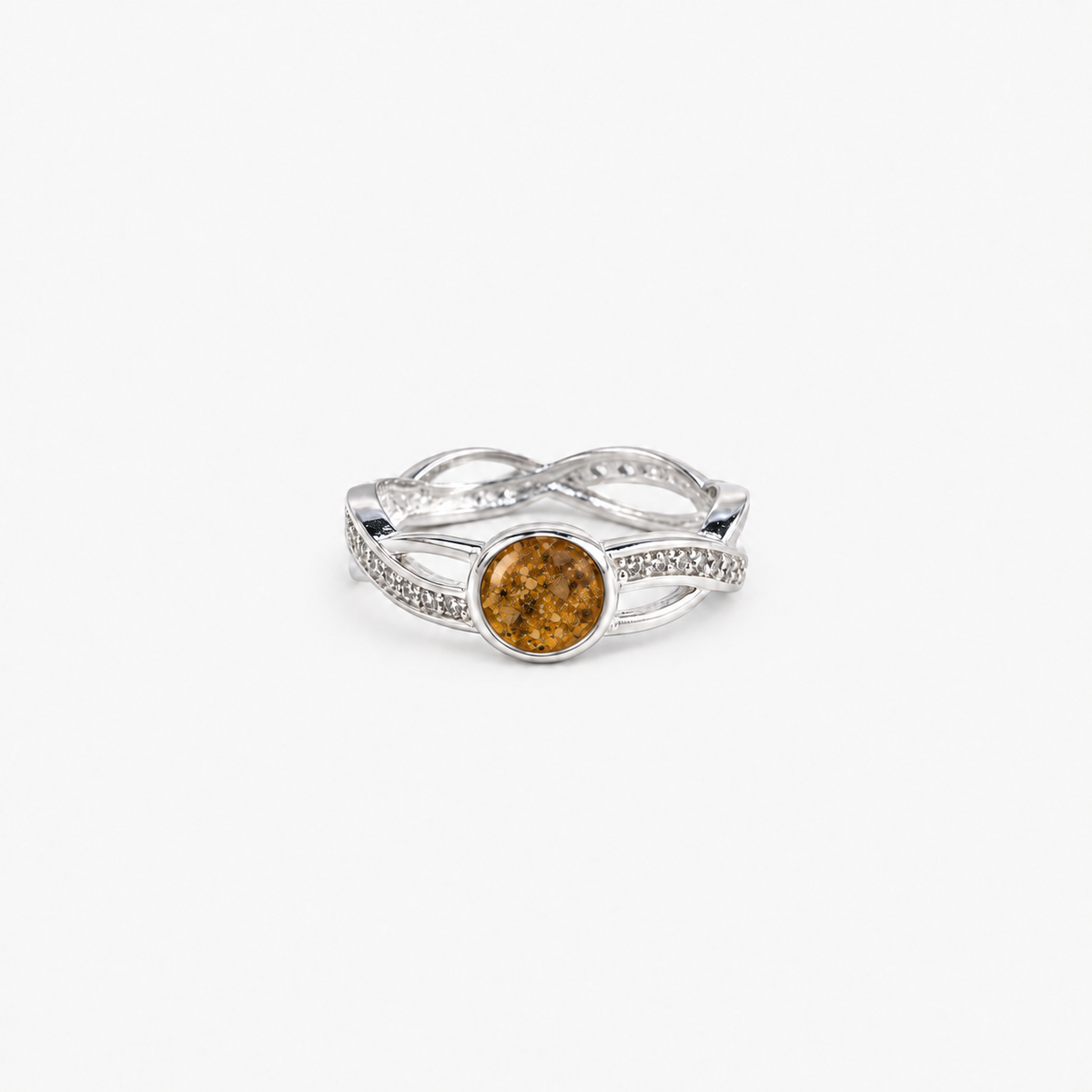 Entwined Ashes Ring — Amber, visible ashes