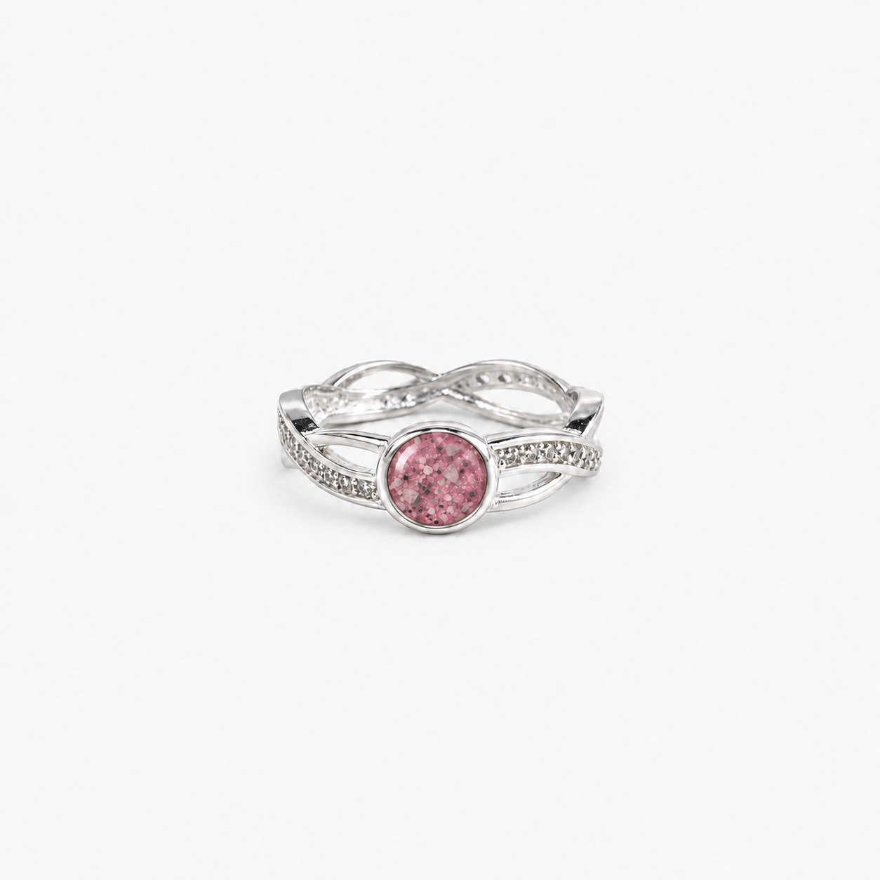 Entwined Ashes Ring — Pink, visible ashes
