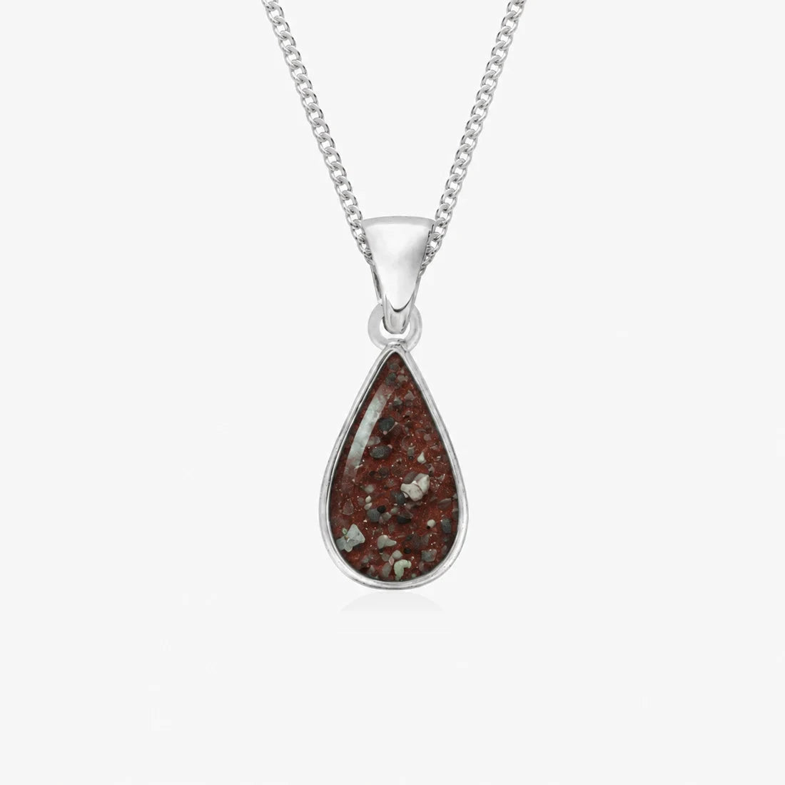 Tear Drop Ashes Necklace in Copper with visible inclusions