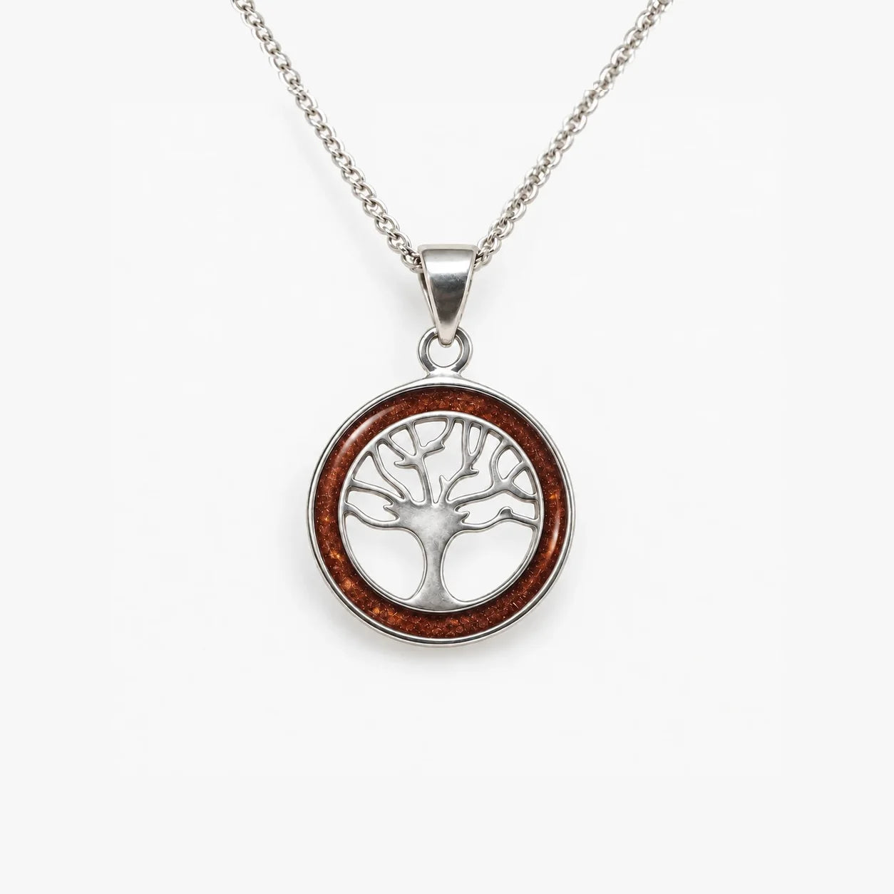 Tree of Life ashes necklace in Copper, ashes hidden