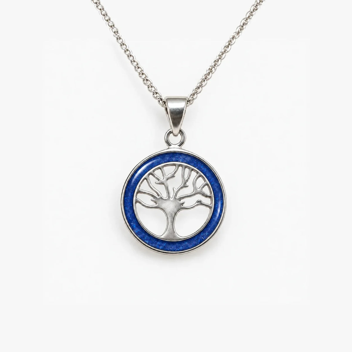 Tree of Life ashes necklace in Sapphire, ashes hidden