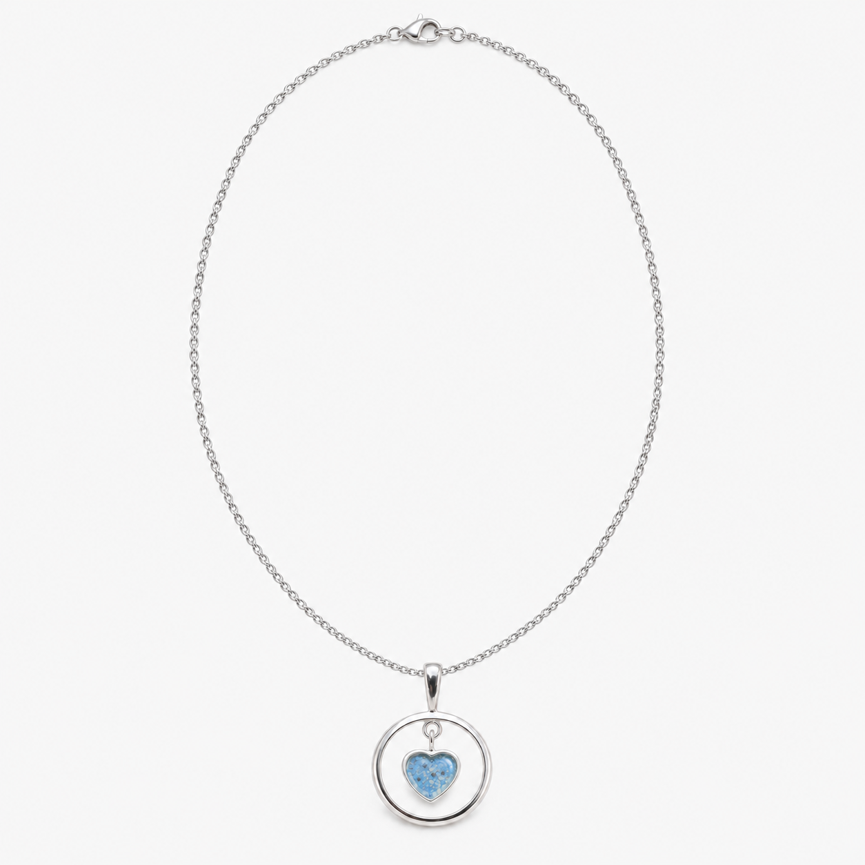 Floating Heart Ashes Necklace — full chain