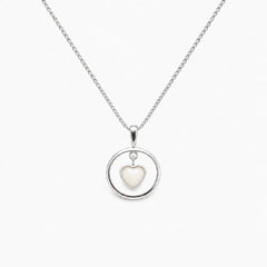 Floating Heart Breast Milk Necklace in sterling silver with natural milk resin — illustrative preview