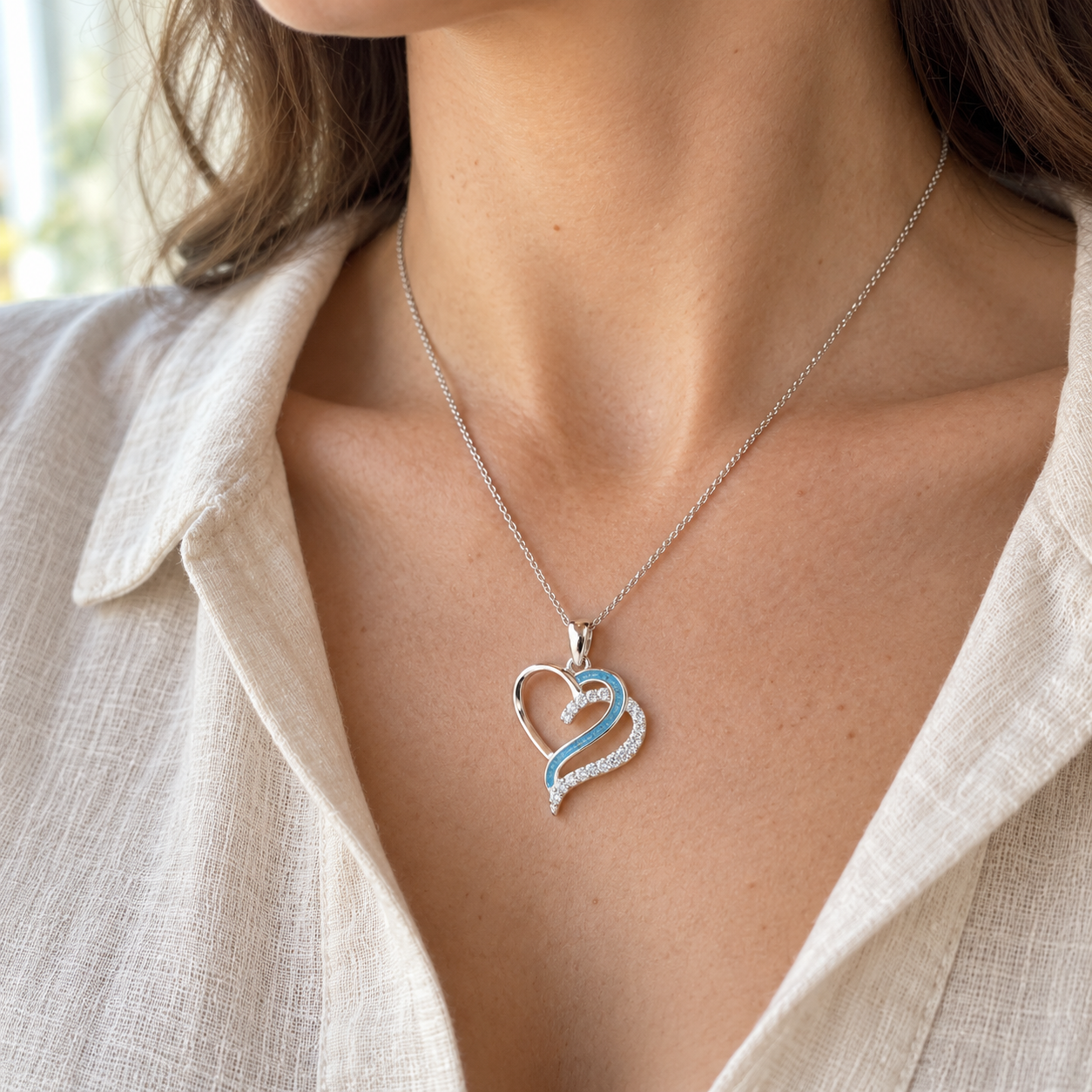 Flowing Hearts Ashes Necklace — lifestyle