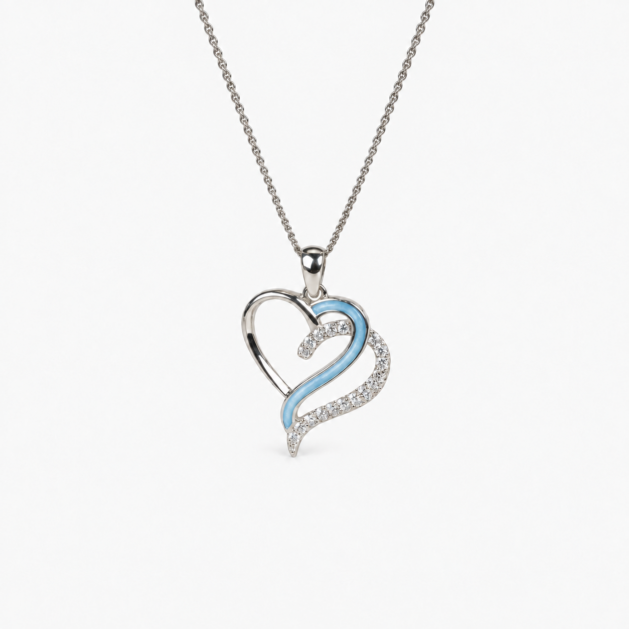 Flowing Hearts Ashes Necklace — Sky Blue, hidden ashes