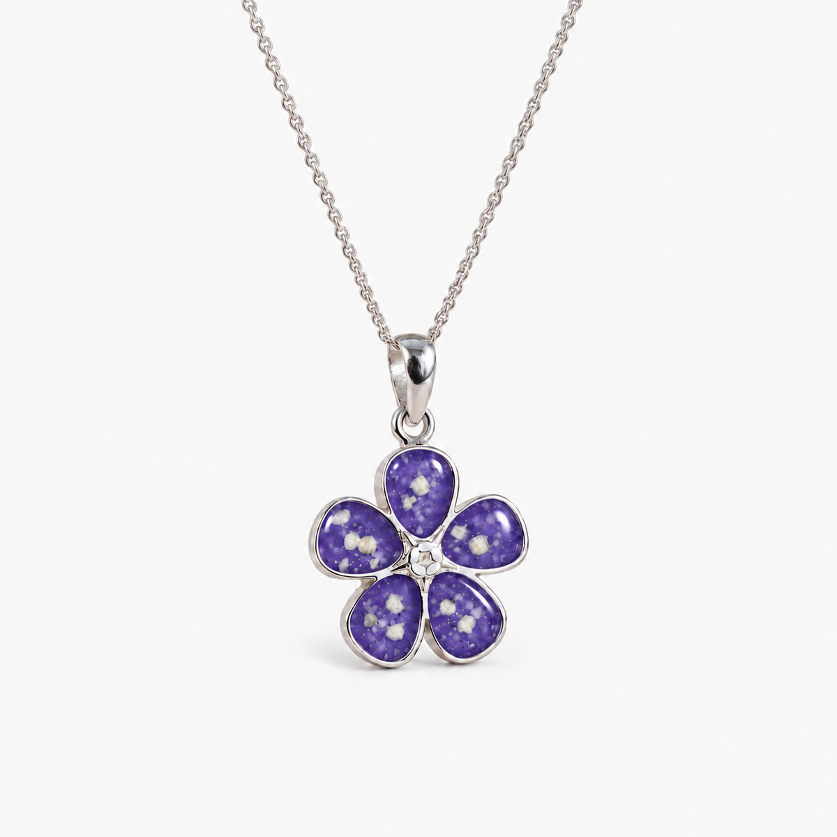 Forget-Me-Not Ashes Necklace – purple – ashes visible