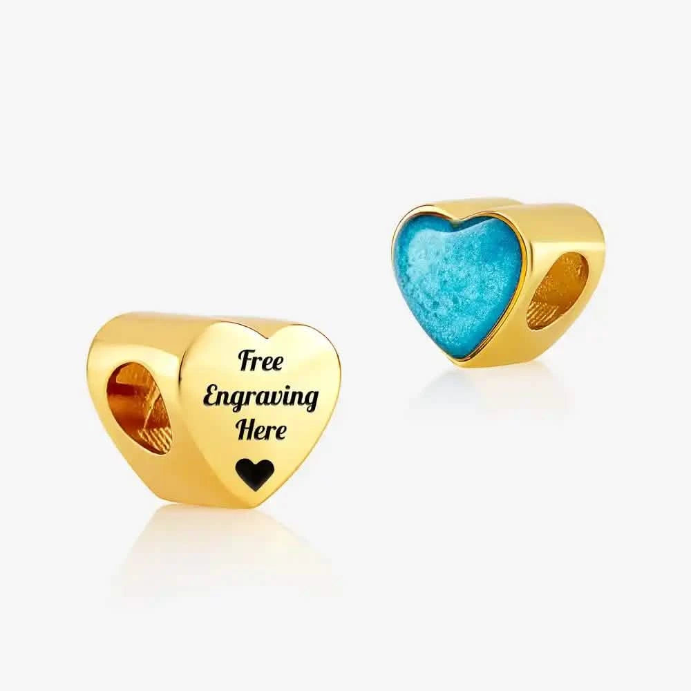 Gold Engraved ashes heart charm | Ashes Charms | Featherlings UK