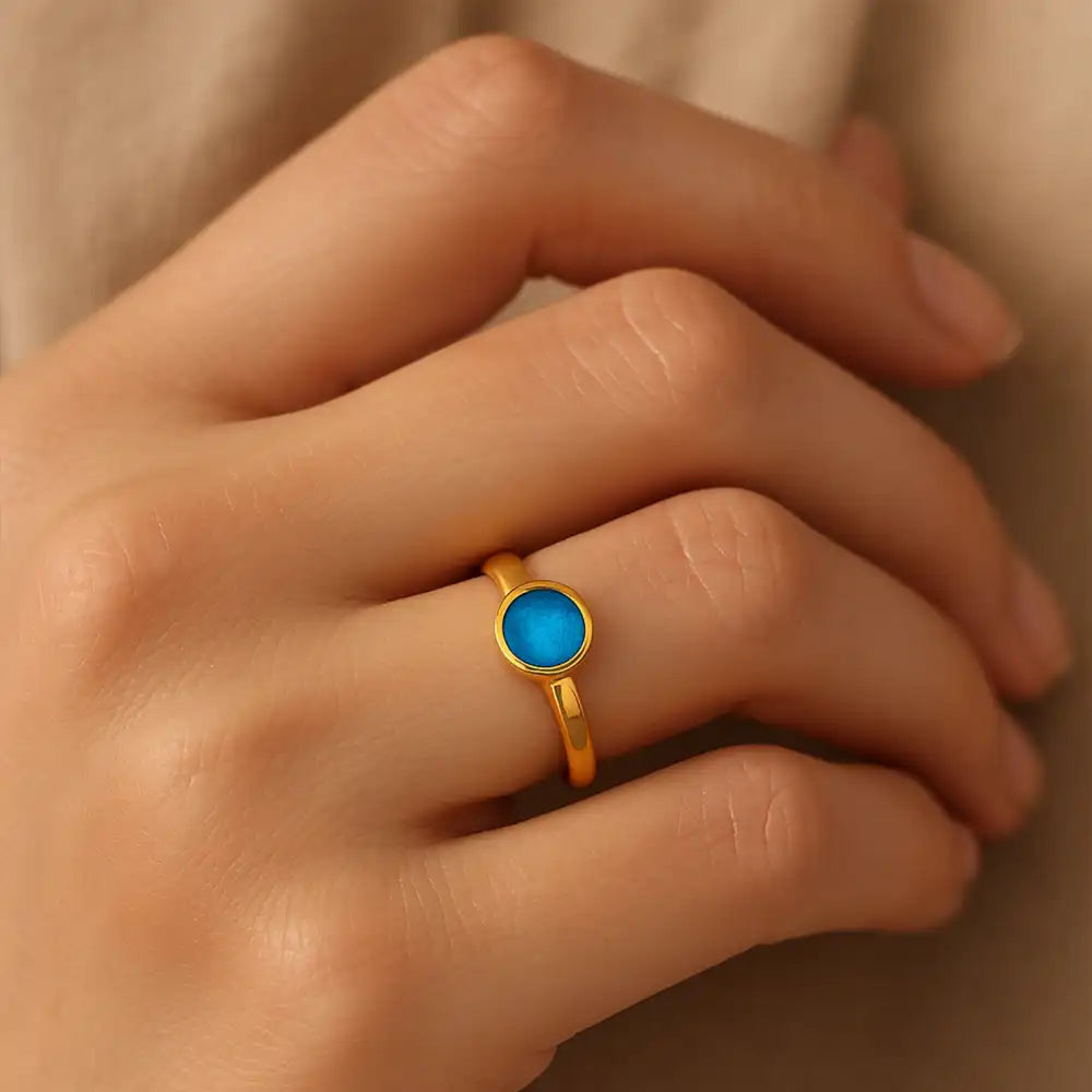 Gold Round Ashes Ring | Ashes Rings | Featherlings UK